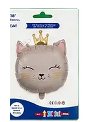 Taçlı Kedi folyo balon — helyum balon çeşitleri