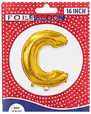 Altın renkli C harfi folyo balon, 16 inç