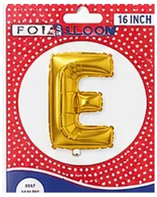 Altın renkli E harfi folyo balon, 16 inç