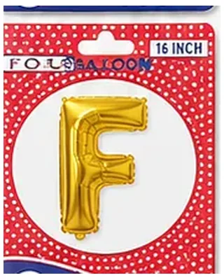 Altın renkli F harfi folyo balon, 16 inç