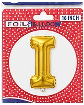 Altın renkli I harfi folyo balon, 16 inç