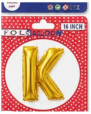 Altın renkli K harfi folyo balon, 16 inç