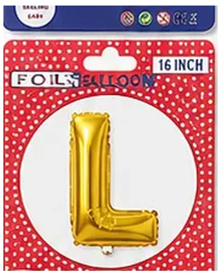 Altın renkli L harfi folyo balon, 16 inç