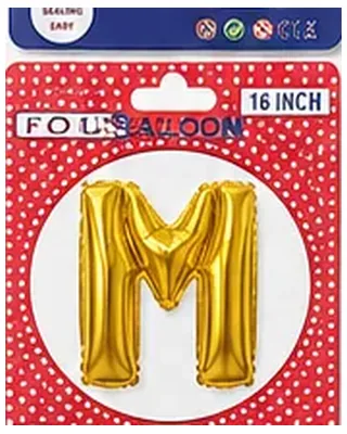Altın renkli M harfi folyo balon, 16 inç