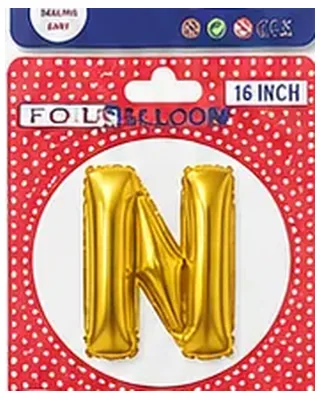 Altın renkli N harfi folyo balon, 16 inç