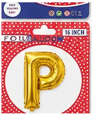 Altın renkli P harfi folyo balon, 16 inç