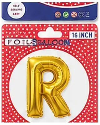 Altın renkli R harfi folyo balon, 16 inç