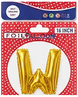 Altın renkli W harfi folyo balon, 16 inç
