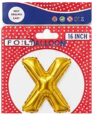 Altın renkli X harfi folyo balon, 16 inç