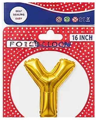 Altın renkli Y harfi folyo balon, 16 inç