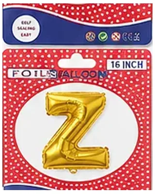 Altın renkli Z harfi folyo balon, 16 inç