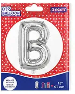Gümüş renkli B harfi folyo balon, 16 inç