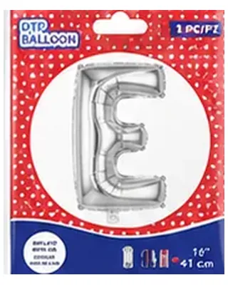 Gümüş renkli E harfi folyo balon, 16 inç