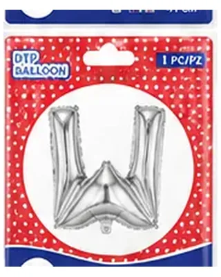 Gümüş renkli W harfi folyo balon, 16 inç