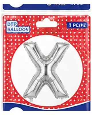 Gümüş renkli X harfi folyo balon, 16 inç