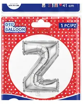 Gümüş renkli Z harfi folyo balon, 16 inç