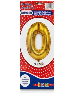 Altın renkli 0 rakamı folyo balon, büyük boy