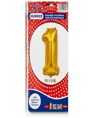 Altın renkli 1 rakamı folyo balon, büyük boy