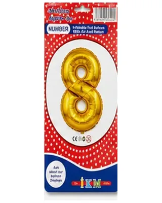 Altın renkli 8 rakamı folyo balon, büyük boy