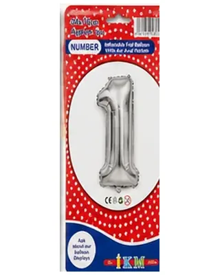 Gümüş renkli 1 rakamı folyo balon, büyük boy