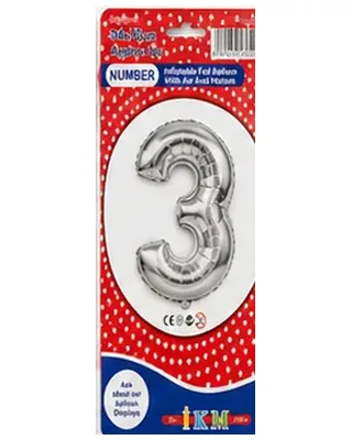 Gümüş renkli 3 rakamı folyo balon, büyük boy