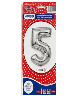 Gümüş renkli 5 rakamı folyo balon, büyük boy