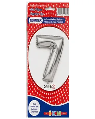 Gümüş renkli 7 rakamı folyo balon, büyük boy