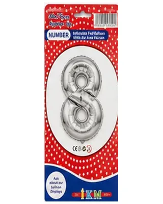Gümüş renkli 8 rakamı folyo balon, büyük boy